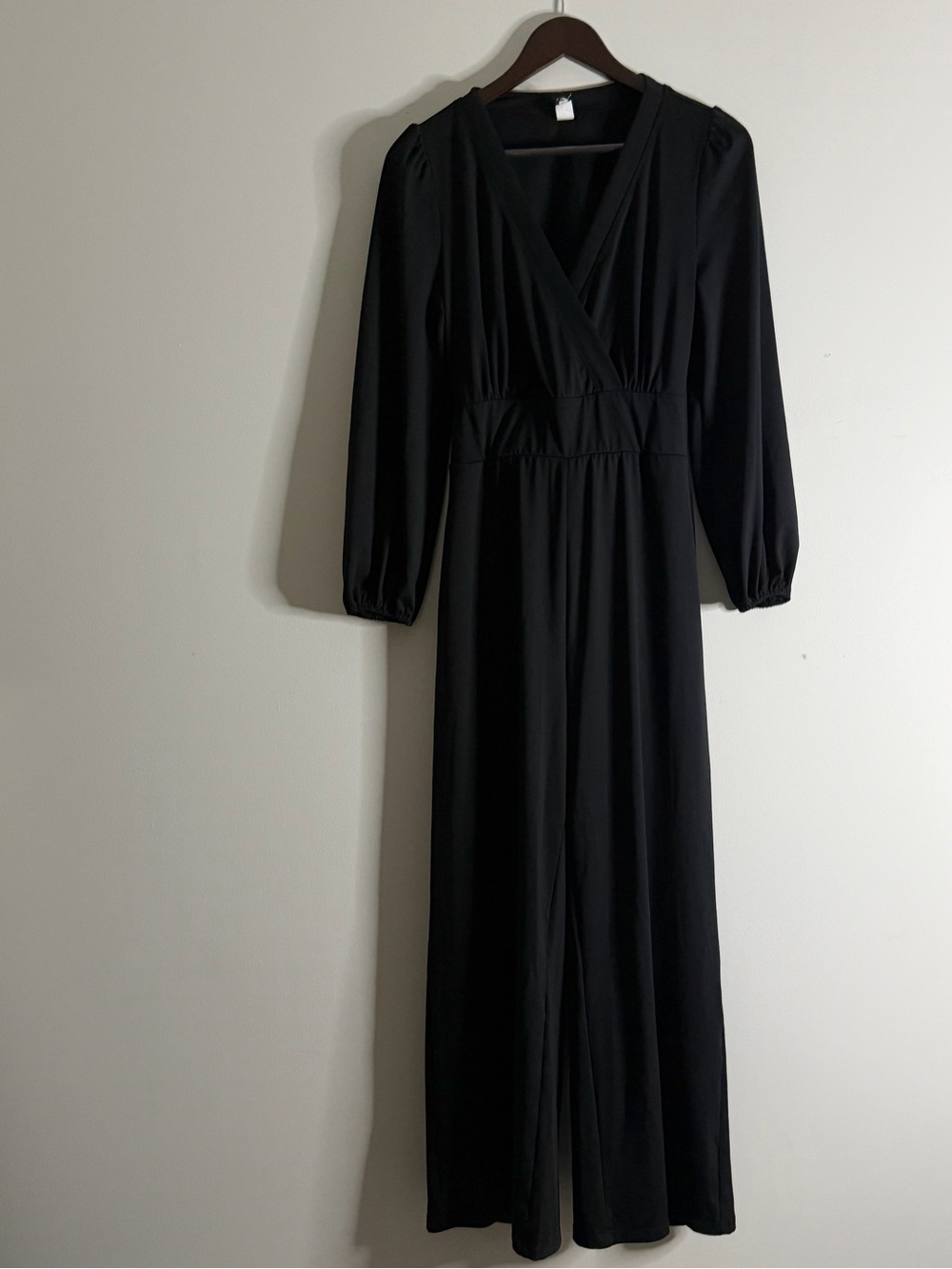 NWT HALARA Black Easy Peezy V Neck Long Sleeve Jumpsuit - Wide Leg - Zipper